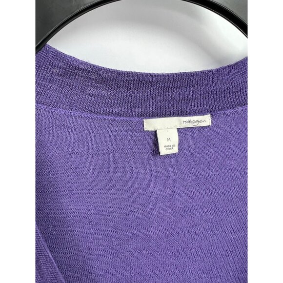 Halogen Cardigan Sweater Womens Medium M 100% Merino Wool Purple - Picture 3 of 7